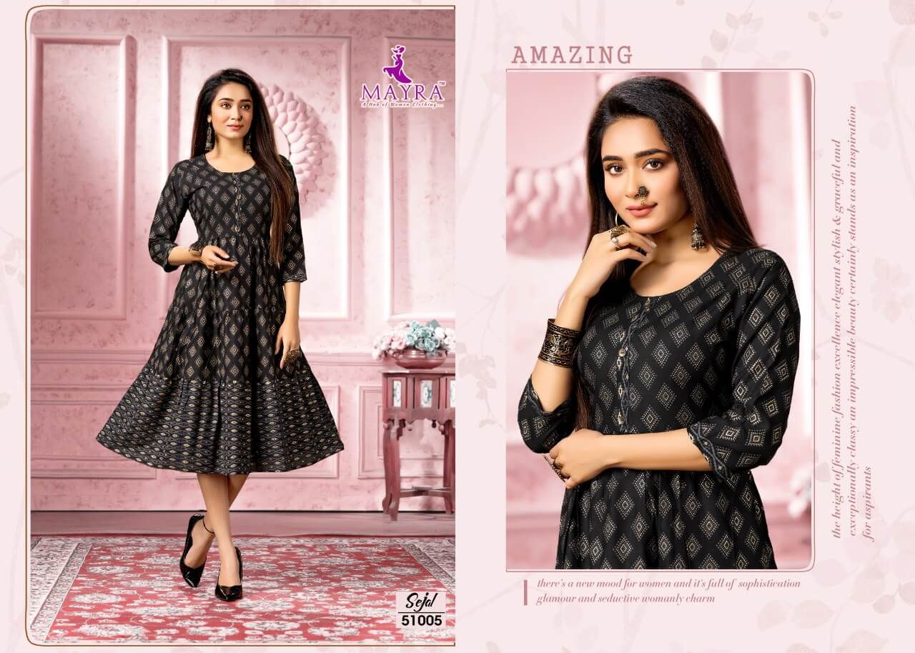 Mayra Sejal Rayon Printed Regular Wear Latest Anarkali Kurti Collection
